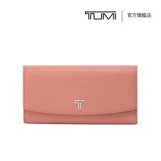 【TUMI】Belden 長款掀蓋式皮革長夾 - 粉陶色 (TUMI 官方旗艦店)