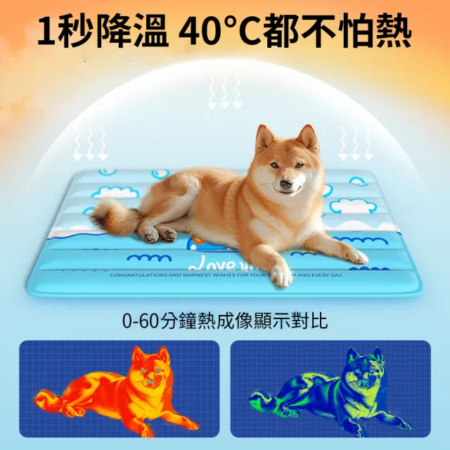 Petfun 夏季Q版寵物方型降溫冰墊 超柔感舒適凝膠寵物墊 貓狗窩冰涼降溫墊 M碼 (涼感床 狗墊 貓床)