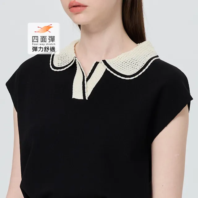【OUWEY 歐薇】連肩袖縷空圓領縲縈針織上衣(兩色；S-L；3252195003)