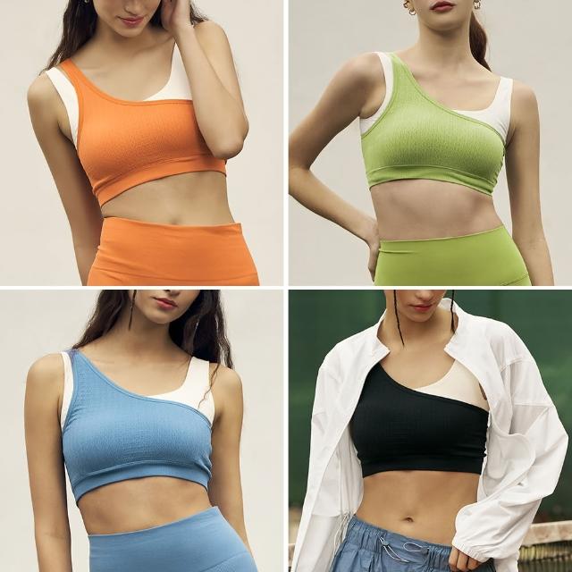 【YUANDONGLI 元動力】3D浮雕 麻花撞色高彈減壓寬帶BRA TOP(四色；S-XL；4241153802)