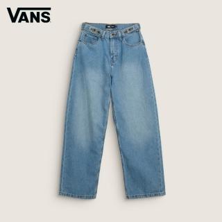 【VANS】官方旗艦 Cinched Check 5 Baggy 女款藍色牛仔長褲
