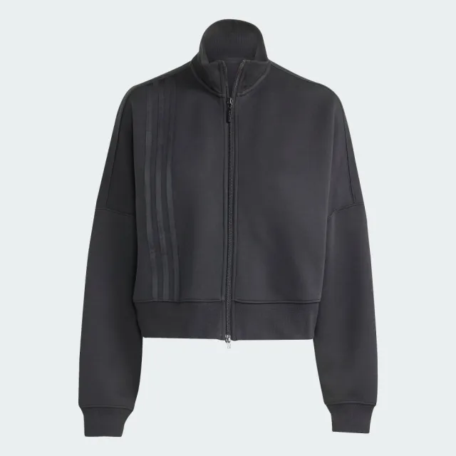 【adidas 愛迪達】3 Stripes Zipup 女 立領外套 運動外套 休閒穿搭 黑 亞版(JX2705)