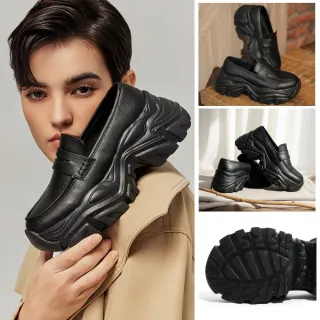 【SCANDINAVIAN FOREST 北歐小刺蝟】VIGOR LOAFER916．皮革運動增高樂福鞋(黑色)