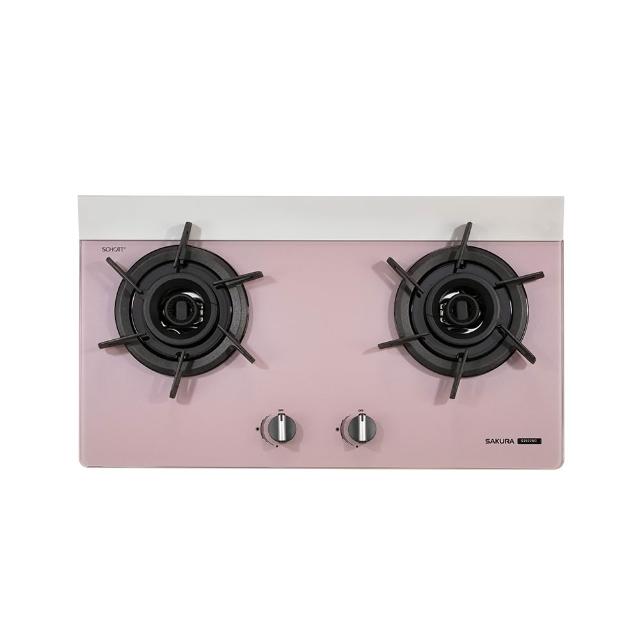 【SAKURA 櫻花】二口雙炫火玻璃檯面爐胭脂粉 G-2922BGP LPG/NG1 含基本安裝