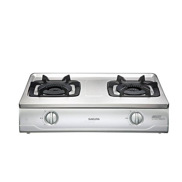 【SAKURA 櫻花】二口雙內焰不鏽鋼面板安全爐台爐 G-5700KS LPG/NG1 含基本安裝