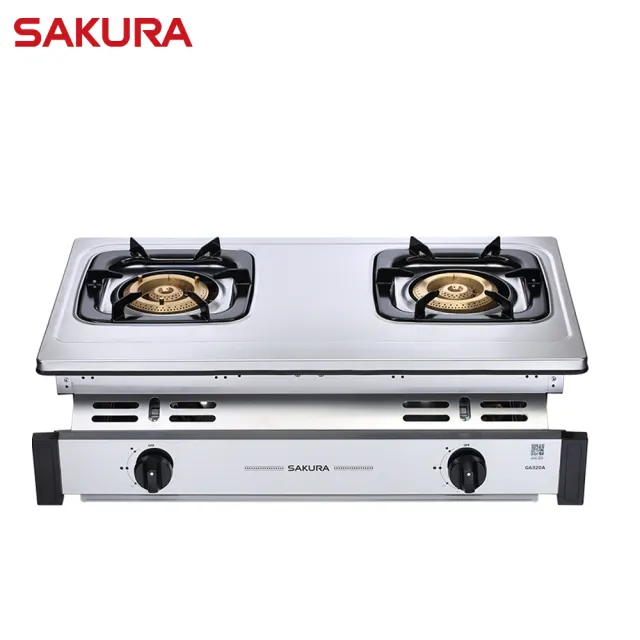 【SAKURA 櫻花】二口銅爐頭不鏽鋼面板嵌入爐嵌入爐 G-6320AS LPG/NG1 含基本安裝
