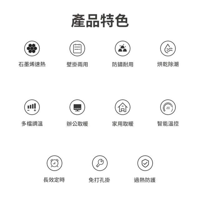 【Philips 飛利浦】石墨烯壁掛暖風機/陶磁居浴兩用電暖器-可遙控(AHR3126FX)