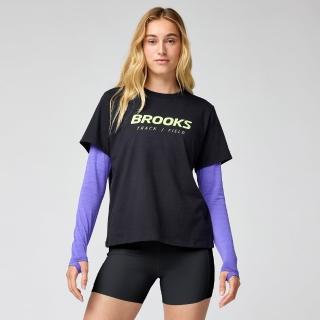 【BROOKS】女 Graphic 短袖上衣 經典黑/欣悅黃 (221761012)