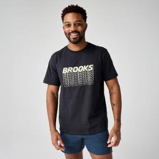 【BROOKS】男 Graphic 短袖上衣 經典黑/欣悅黃 (211591028)