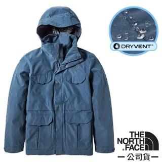 【The North Face】男 3效能 防水透氣防風耐磨連帽外套.風雨衣(4979-N4L 深藍 V)