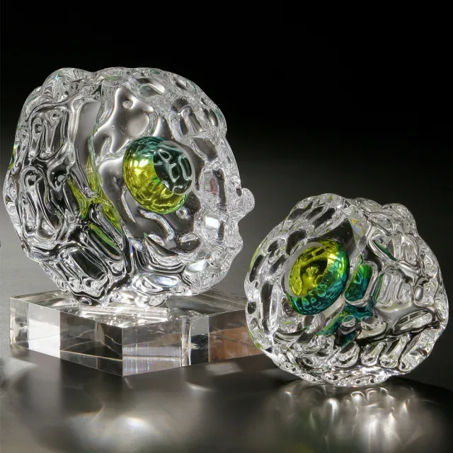 【TOP ART LIVING】素心澄明 Pure-大-黃綠 圖左(琉璃  送禮 藝品 藝術禮品 立陶宛製)
