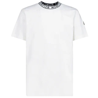 【MONCLER】經典款 男款 領口文字左臂品牌LOGO 短袖T恤-白色(S號、M號、L號、XL號)
