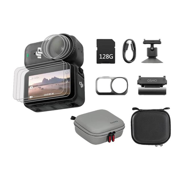 【DJI】Osmo Nano 標準套裝+前鏡頭水凝膜+後螢幕鋼化貼+標準套裝/單機收納包+128G記憶卡(公司貨容量128GB)