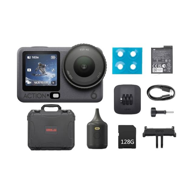 【DJI】Osmo Action 6 標準套裝 運動相機+12110051雙層氣密箱+128G V30記憶卡+BB NANO電動氣吹(公司貨)