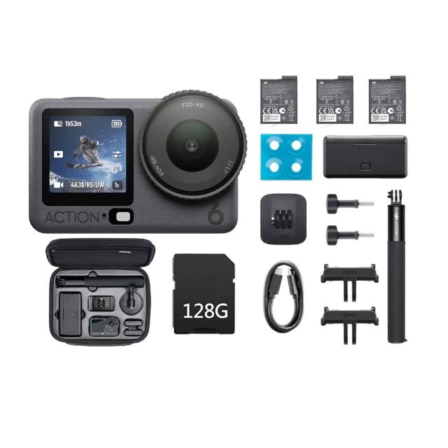 【DJI】Osmo Action 6 暢拍套裝 運動相機+12110049收納包+128G V30記憶卡+BB NANO電動氣吹(公司貨)