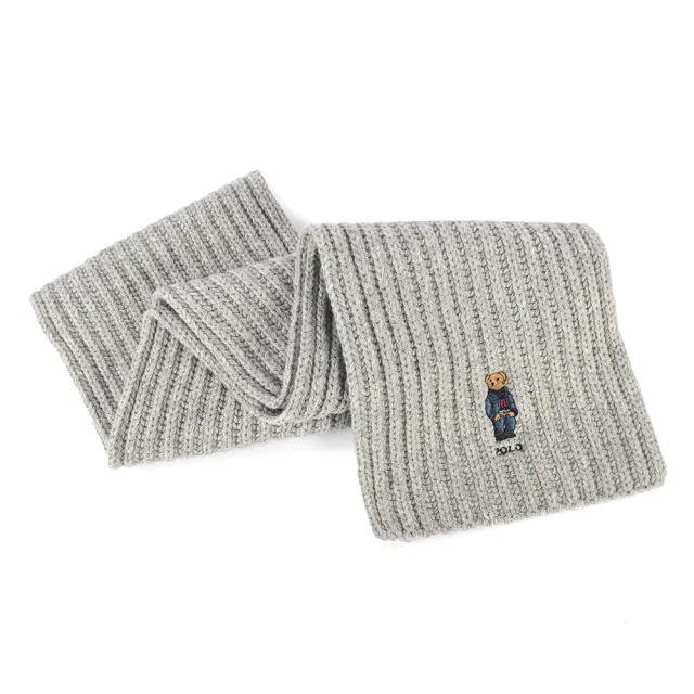 【RALPH LAUREN】POLO刺繡泰迪熊羊毛混紡羅紋針織圍巾/毛帽(任選)
