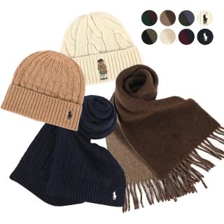 【RALPH LAUREN】保暖必備POLO經典刺繡小馬羊毛圍巾/毛帽(多款多色任選)