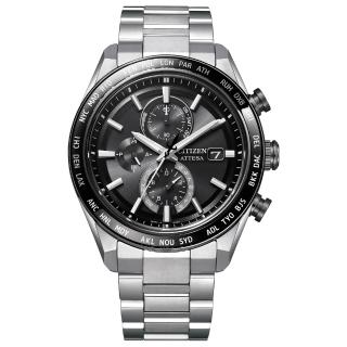 【CITIZEN 星辰】ATTESA 宇宙繁星三眼計時電波鈦金屬光動能男錶/42mm 父親節 (AT8295-56E)