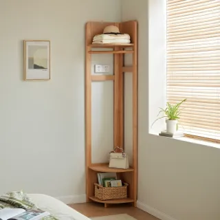 【hoi! 好好生活】林氏木業林沐系列實木多功能衣帽架 UB1P 原木色