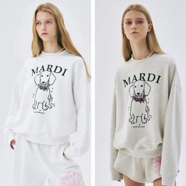 【MARDI MERCREDI】印花大學TEE 多色 經典小雛菊 繽紛 鑲飾 SWEATSHIRT FLOWERMARDI/EMBELLISHED