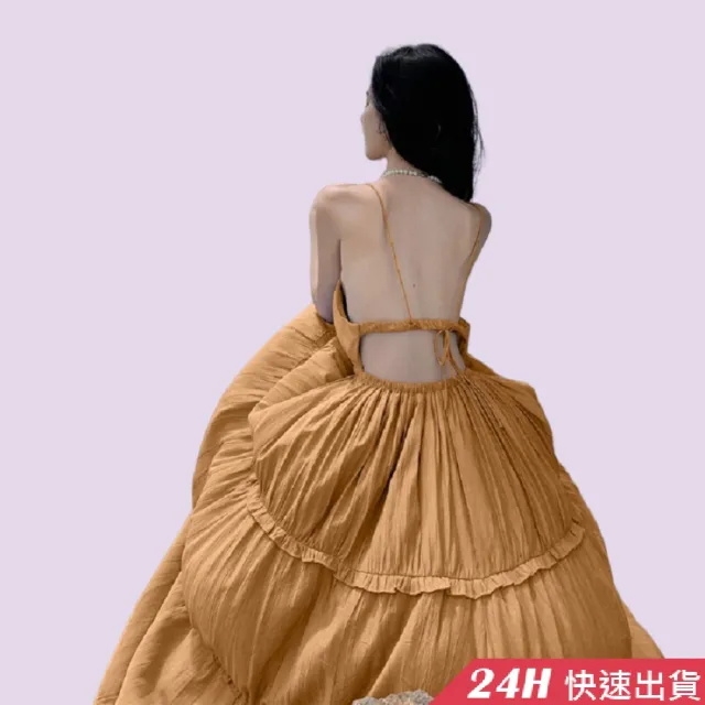 【AS 假日泳裝】洋裝 連身裙 露背連身裙 洋裝喜宴 知性洋裝 辣妹洋裝 顯瘦連衣裙 細肩連身裙 C6596