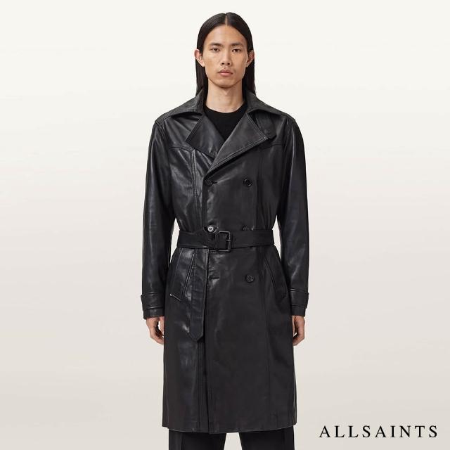 【ALLSAINTS】KELLETT 中長版雙排釦羊皮風衣皮衣 M026LD(常規版型)