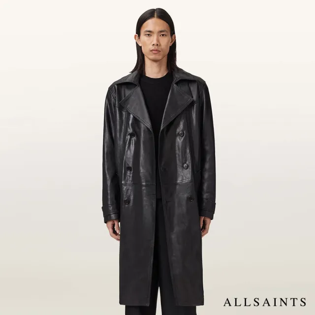 【ALLSAINTS】KELLETT 中長版雙排釦羊皮風衣皮衣 M026LD(常規版型)