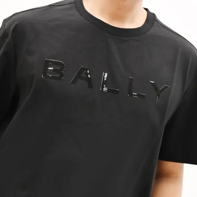 【BALLY】簡約經典LOGO素雅時尚極簡棉質短T恤(黑)