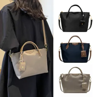 【吉豐洋行】時尚款高密度牛津布配皮肩背包/斜背包/手提包/晚宴包/閨蜜包(高品質布料皮革)