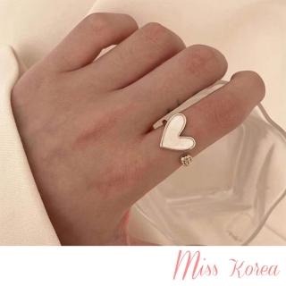 【MISS KOREA】韓國設計微鑲美鑽愛心造型時尚開口戒 戒指(美鑽戒指 愛心戒指)