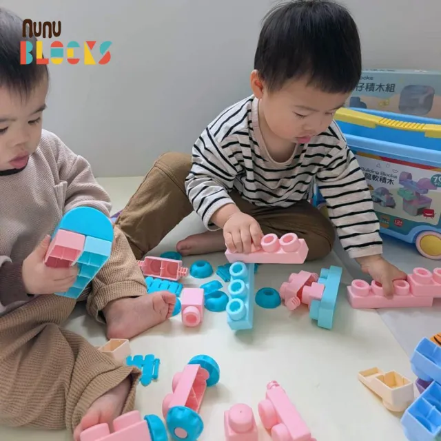 【NUNUKIDS】馬卡龍軟積木 70 pcs（袋裝）＋動物公仔 46pcs +2公仔 ｜組合款