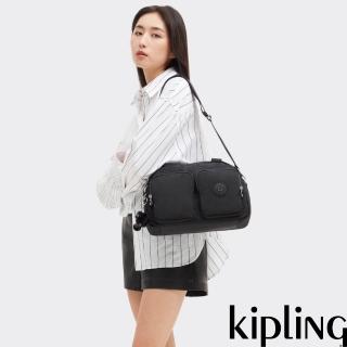 【KIPLING】午夜星空黑多口袋實用斜背包-COOL DEFEA 女包