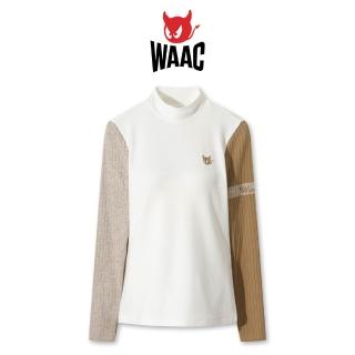 【WAAC】KNIT RIB COLOR HYBRID PULLOVER 女士 高領撞色長袖上衣(WWTBW25804-IVX)