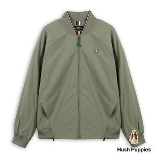 【Hush Puppies】男裝 外套 素色刺繡小狗飛行外套 (墨綠 / 63117101)