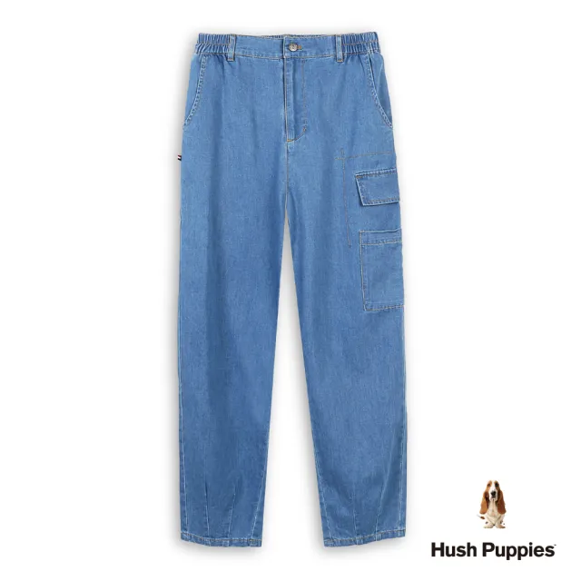 【Hush Puppies】女裝 長褲 造型口袋腰鬆緊牛仔長褲 (淺藍 / 63221102)