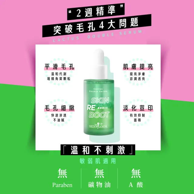 【SEXYLOOK 西西露】綠番茄毛孔緊緻精華35ml/仙人掌發光雙精萃30ml(精華液/雙層油水精華/水光肌)