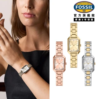 【FOSSIL】Bridget 都會奢雅方形女錶 不鏽鋼錶帶 22MM (多色可選)