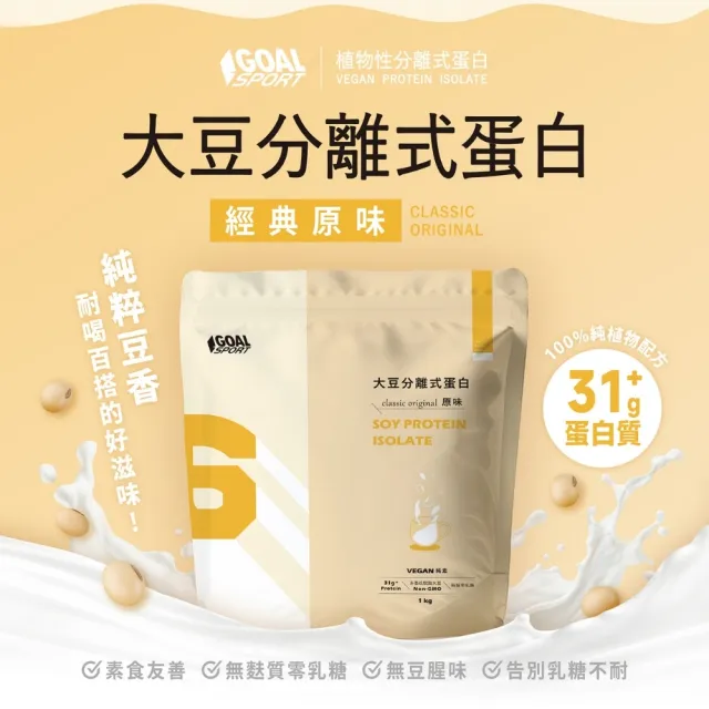 【GOAL DAILY】100%大豆分離式蛋白1kg(經典原味)