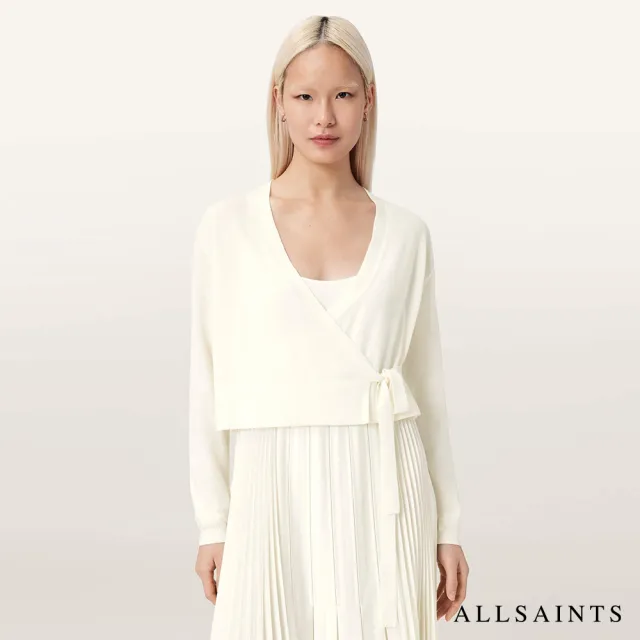 【ALLSAINTS】LUCILLE 兩件式不對稱百褶洋裝-白 W215DE(寬鬆版型)