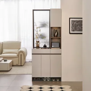 【hoi! 好好生活】預購60天★Linsy簡約雙色玄關櫃收納鞋櫃(右櫃屏風)0.8M 灰色 OV2O