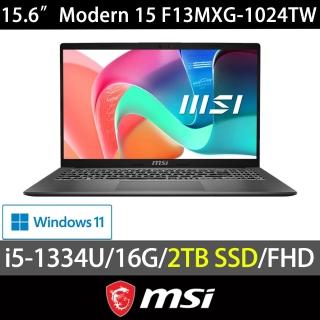 【MSI 微星】特仕版 15.6吋 i5-1334U 輕薄效能筆電(Modern 15/16G/2TB SSD/Win11/F13MXG-1024TW)
