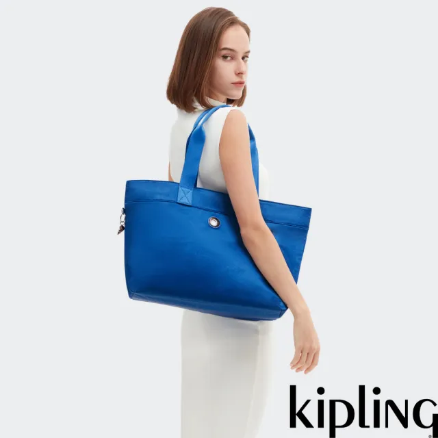 【KIPLING】緞藍色手提內夾層托特包-COLISSA 女包