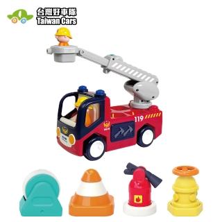 【KIDMATE】台灣好車隊-互動消防車(中英雙語 變形式場景 電動車 幼兒玩具車 聲光探索玩具 互動救援車隊)