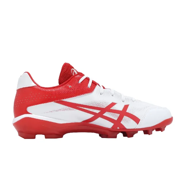 【asics 亞瑟士】棒壘球鞋 Star Shine 3 男鞋 白 紅 軟釘 皮革 抓地 1123A033101