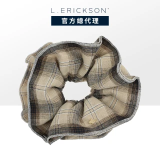 【L. ERICKSON】滾邊格紋大腸圈〈柔沙色〉