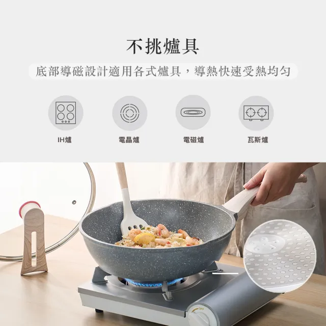 【Zodiac 諾帝亞】新升級IH不沾深炒鍋附蓋30cm_買1送1(兩色任選/不挑爐具/超值同色組合)