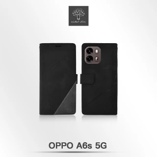 【Metal-Slim】OPPO A6s 5G 幾何造型膚感雙料撞色磁吸皮套