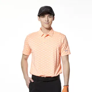 【Lynx Golf】男款吸排機能Lynx繡花亮眼螢光色系短袖POLO衫/高爾夫球衫(螢光橘色)