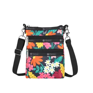 【Lesportsac】輕量材質 三層拉鍊斜背包 (4007 繽紛花園)
