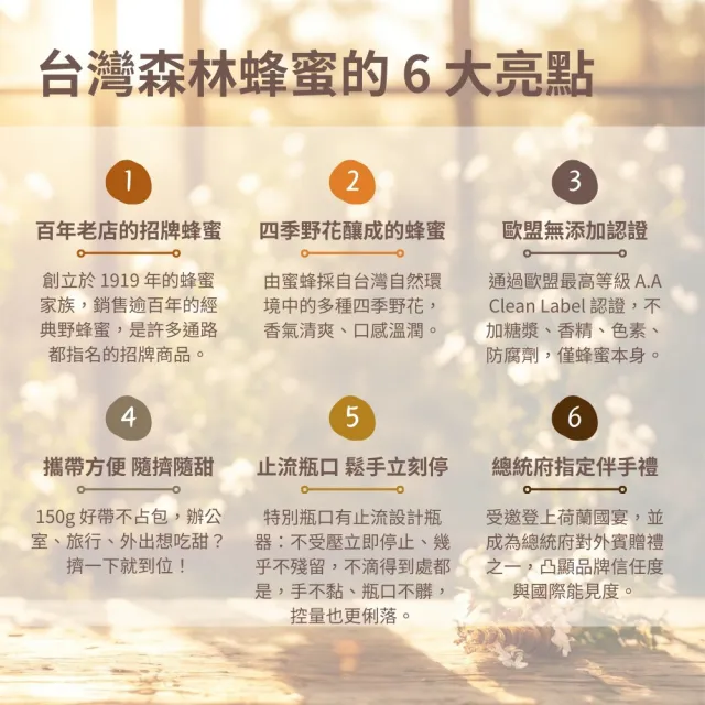 【CHYUANFA 泉發蜂蜜】台灣森林野花蜜150gx4入(SGS雙認證/不沾手切切瓶/百年老店)
